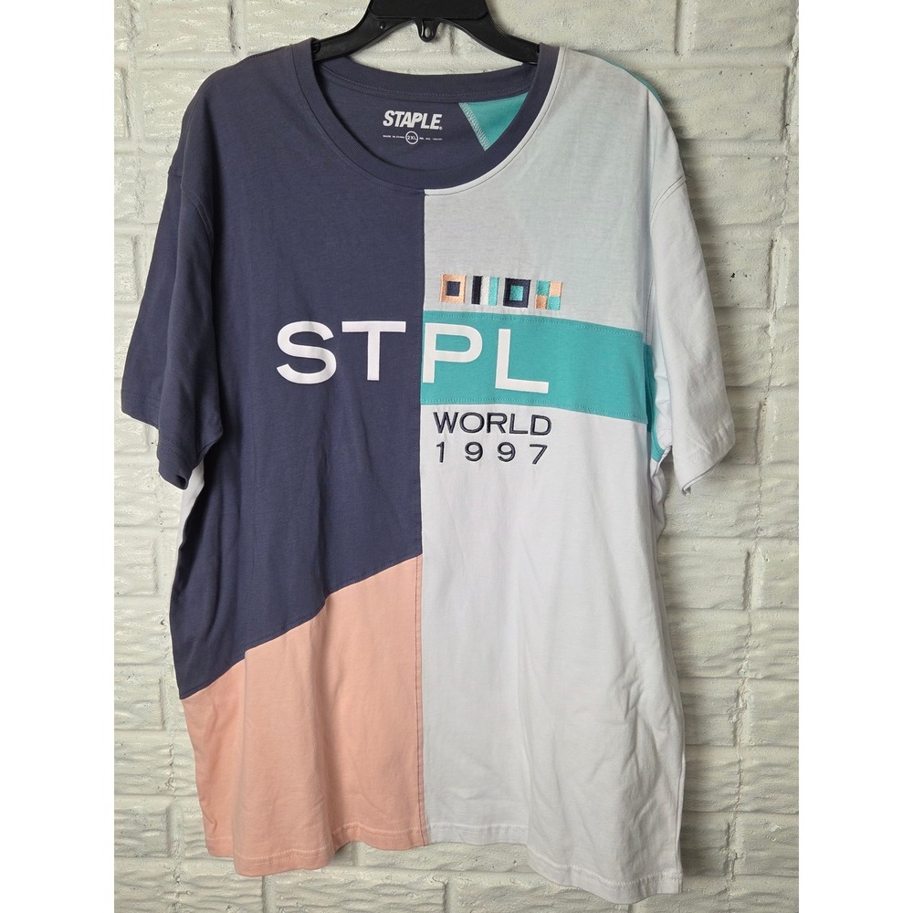 NWT Men's size 2XL Staple Pigeon T shirt Colorblock STPL World 1997